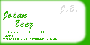 jolan becz business card